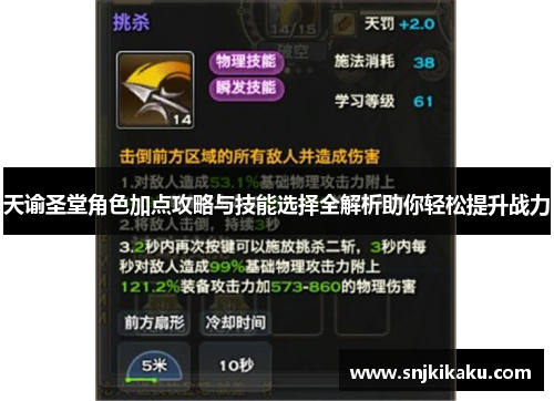 天谕圣堂角色加点攻略与技能选择全解析助你轻松提升战力